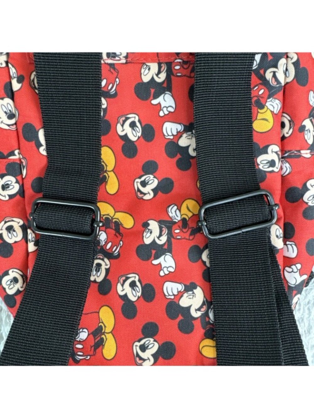 Disney Mickey Mouse Mini Backpack Red With Adjustable Straps & Zippered Pocket - Picture 11 of 11